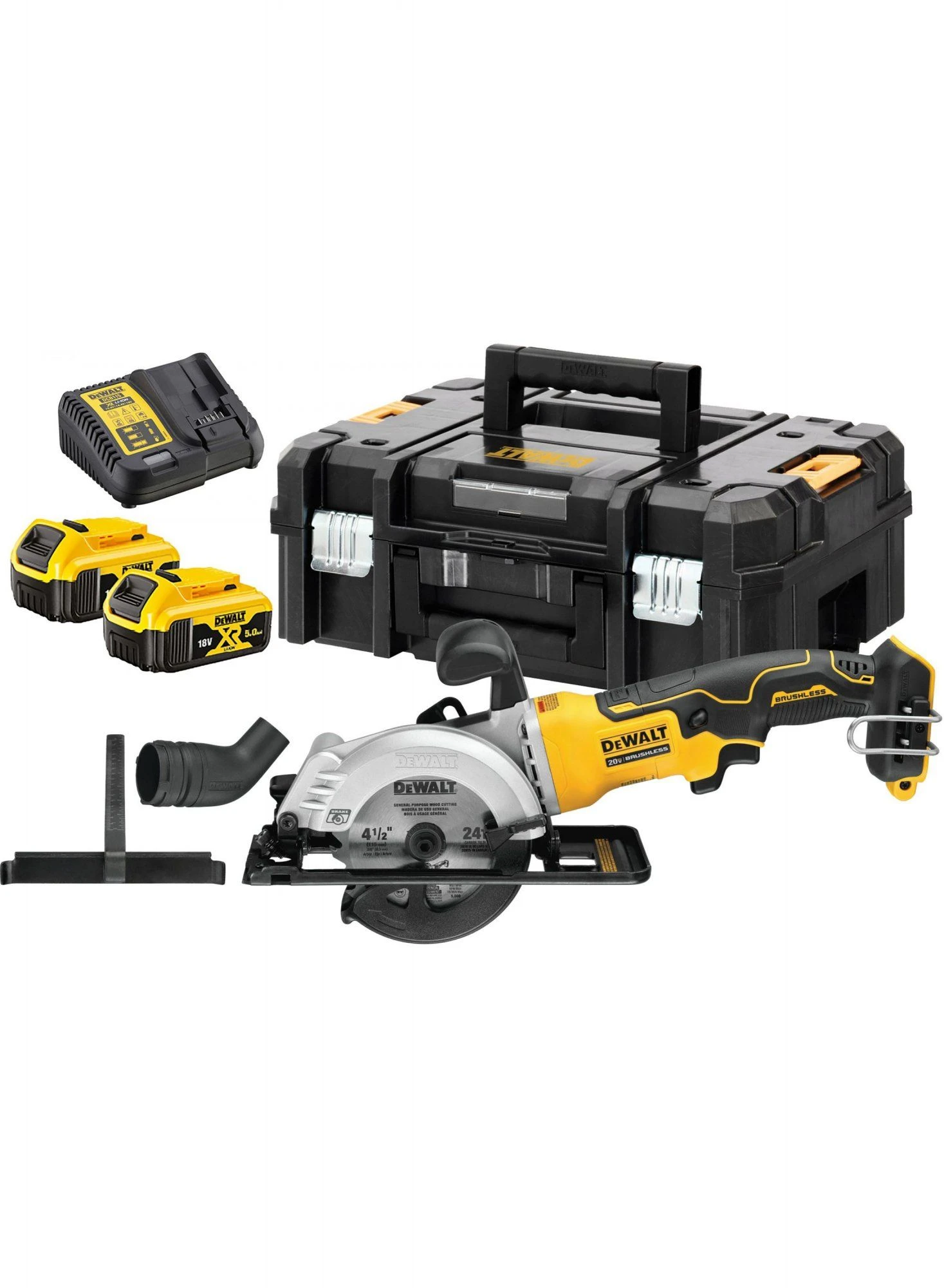 DeWALT DCS571P2-QW 18V Li-ion Accu Cirkelzaag Set (2x 5.0Ah) In TSTAK Koffer - 115 Mm - Koolborstelloos 3 DeWALT DCS571P2-QW 18V Li-ion Accu Cirkelzaag Set (2x 5.0Ah) In TSTAK Koffer - 115 Mm - Koolborstelloos
