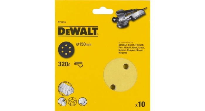 DeWalt DT3128 Schuurschijf - K320 - 150mm (10st) - DT3128-QZ 3 DeWalt DT3128 Schuurschijf - K320 - 150mm (10st) - DT3128-QZ