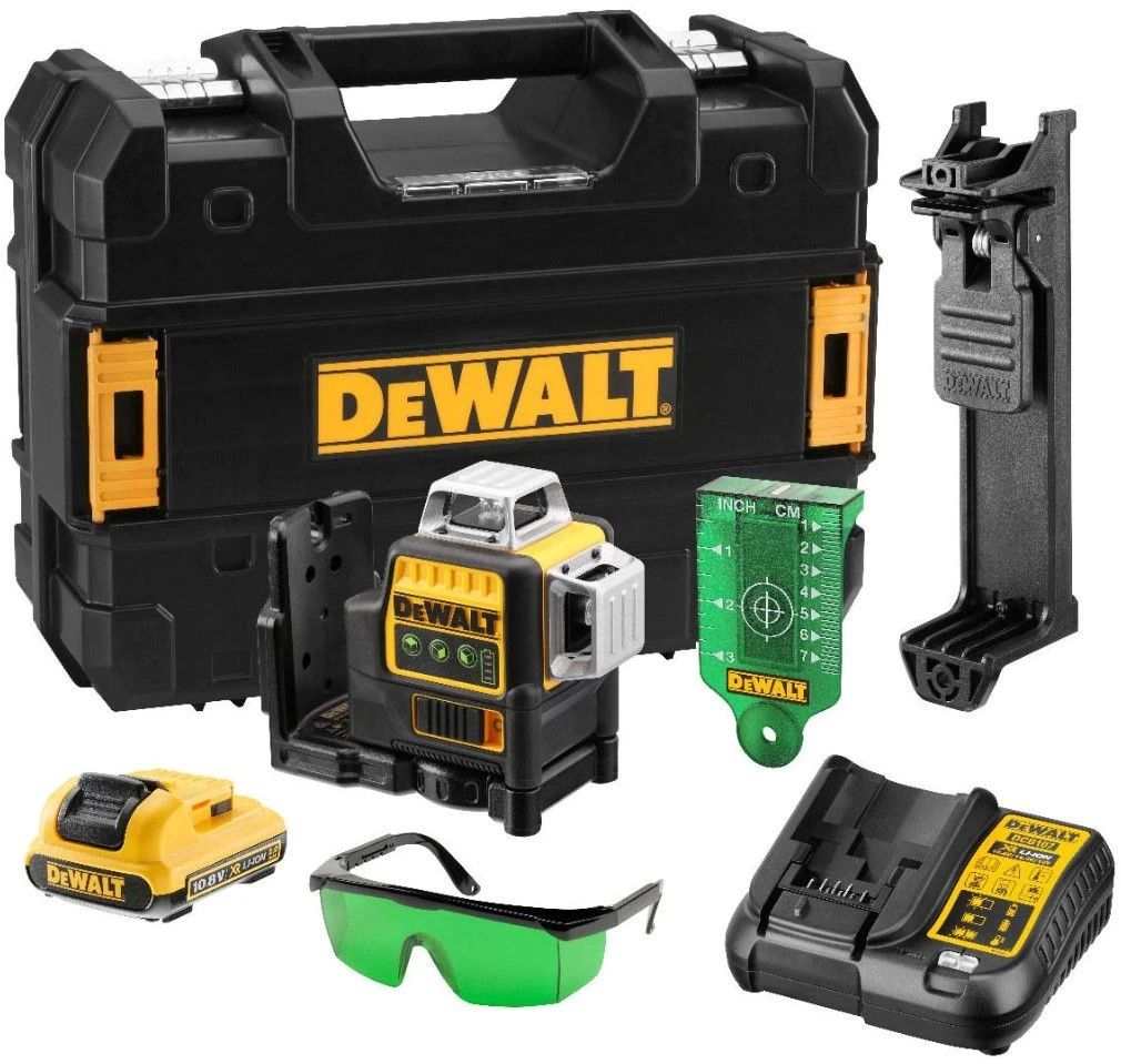 DeWalt DCE089D1G 10.8V Li-Ion Accu Zelfnivellerende 3x 360 Graden Multilijnlaser Set (1x 2.0Ah Accu) In Koffer - 3 Lijnen - 30m - Groen - DCE089D1G-QW 3 DeWalt DCE089D1G 10.8V Li-Ion Accu Zelfnivellerende 3x 360 Graden Multilijnlaser Set (1x 2.0Ah Accu) In Koffer - 3 Lijnen - 30m - Groen - DCE089D1G-QW
